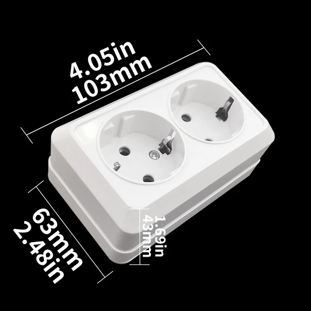 WESA White Wall Surface 2 Sockets Plugs EU Exterior Electrical Outlets With Ground Power Socket Flame Retardant Paint Plastic 6