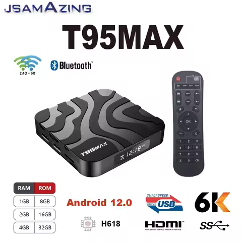 T95 MAX Android 12.0 Smart TV Box Wifi 6 6k 2.4g &amp; 5g Bluetooth 4.0 4g16g 32gb 64gb Quad Core Set Top Support Google Player