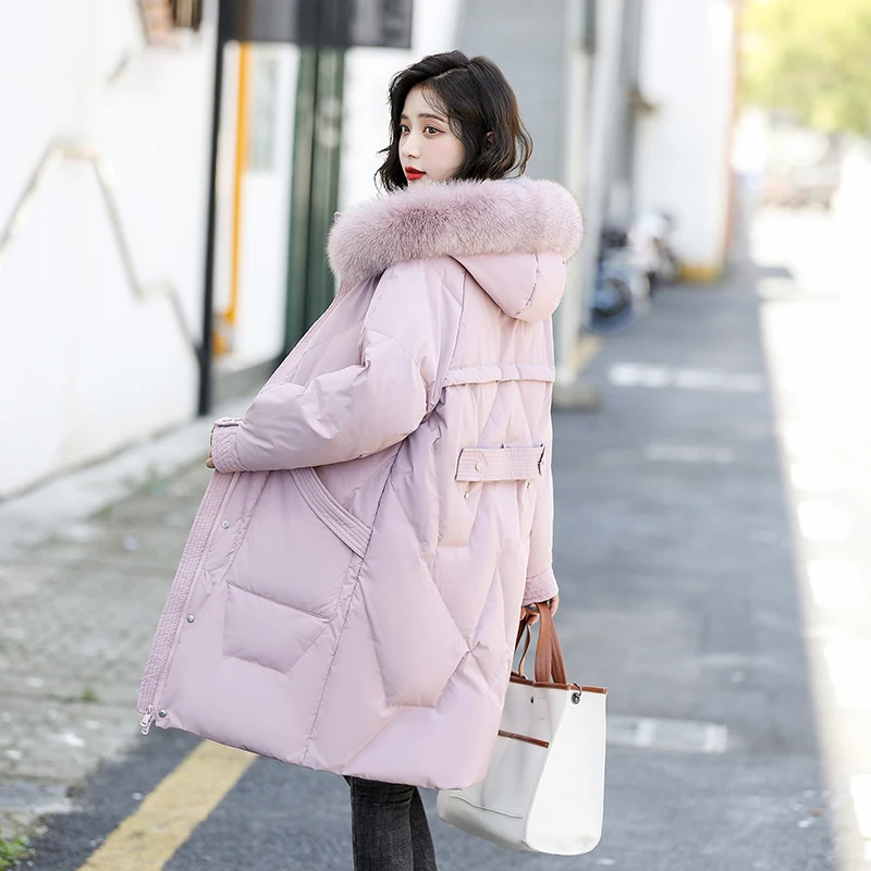 Shascullfites Melody Fur Collar Winter Woman Coats Long Down Coat Women Thick White Duck Down Jacket for Women
