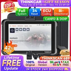 THINKCAR THINKSCAN 689 Car Diagnostic Tools CANFD DOIP Bidirectional ECU Coding 34 Reset Full System Life Free Auto Obd2 Scanner