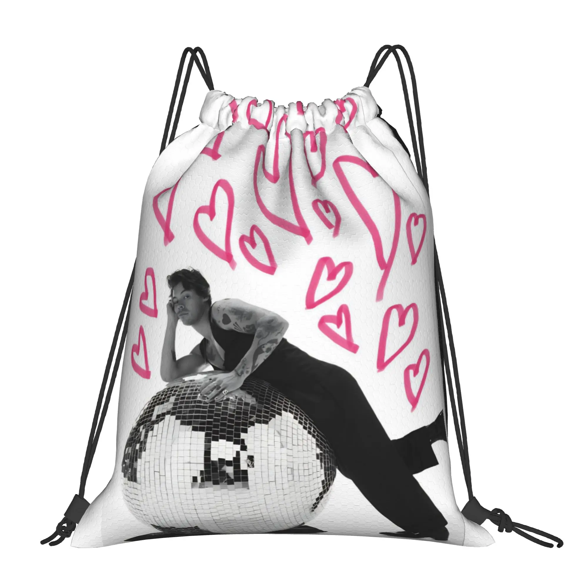 Kiss All The Time Disco Drawstring Backpack Sports Gym Sackpack Harrys Music Styles  String Bags for Cycling 36cm (W) x 43cm (H)