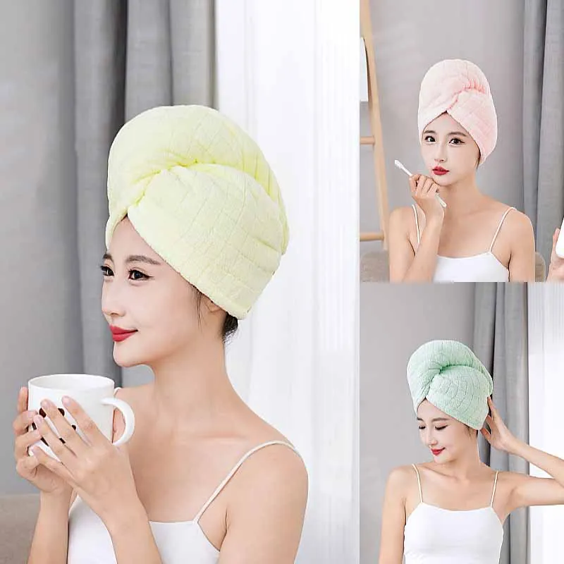 Simple Fashion Solid Color Dry Hair Cap Magic Microfiber Quick Drying Hair Towe Water-absorbent Quick-drying Dry Hair Cap