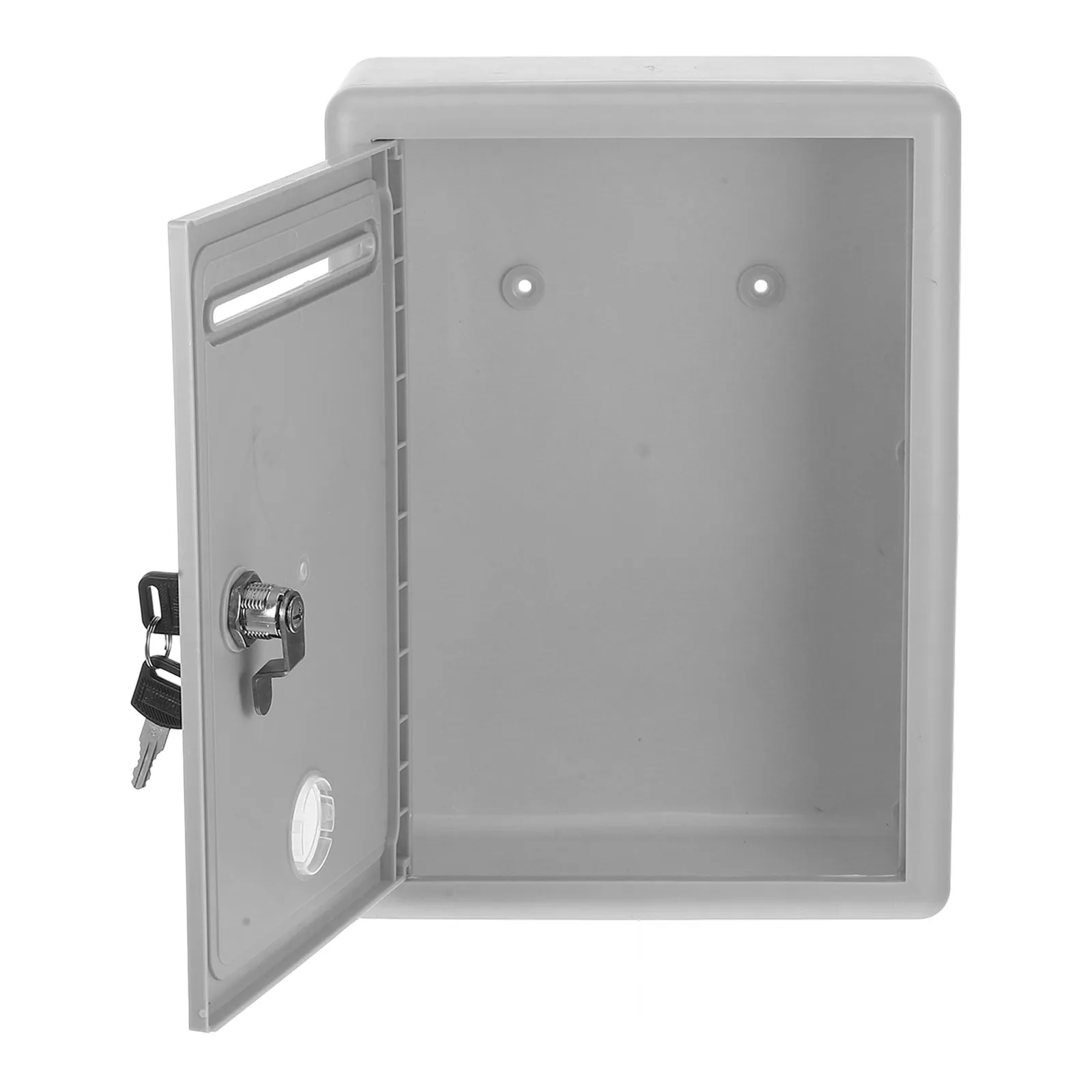 Wall Mount Grey Suggestion Box Letter Storage Donation Collection Container Metal Plastic Slot