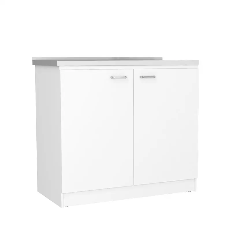 Utility spoelbak met kast, dubbele deur, één plank - witte afwerking
