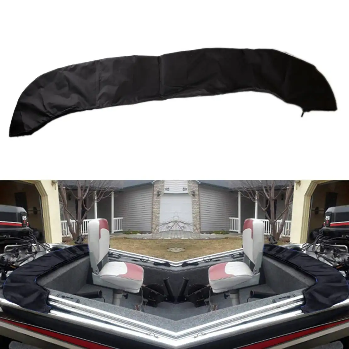 

Boat Bimini Top Boot Cover Storage Bag Sock Shade No Frame For 4 Bow 67''-72''W Black 600D Polyester