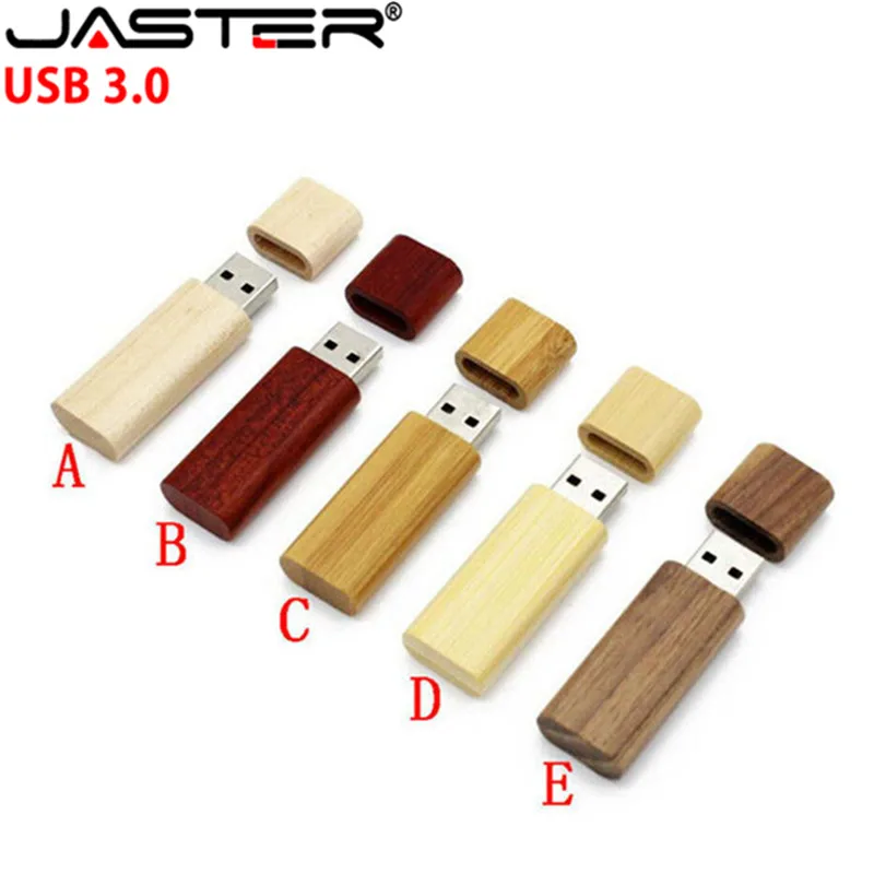 JASTER-pendrive USB 3,0 de madera de bambú, pendrive personalizado, 8GB, 16GB, 32GB, 64GB, regalo