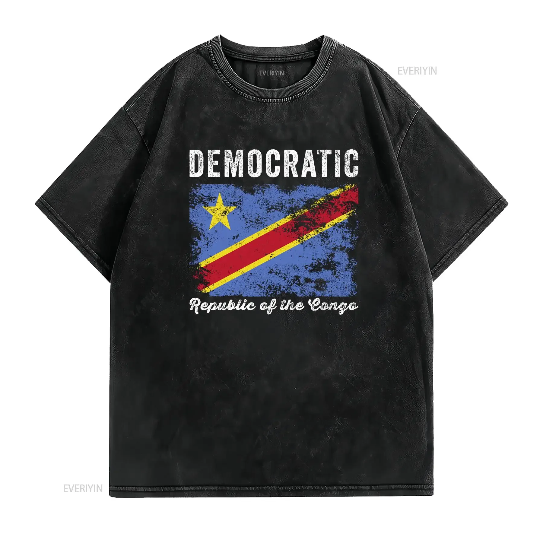 Democratic Republic of the Congo Flag T Shirt vintage Washed Stylish Soft Top For Everyday Wear designer clothes fashion