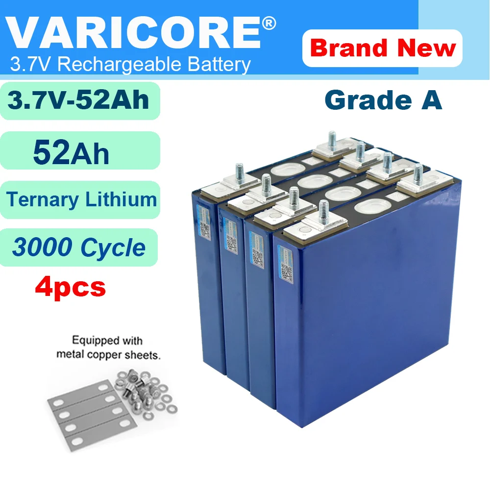 4pcs 3.7V 52Ah แบตเตอรี่ Ternary LITHIUM สําหรับ 12V 24V 36v Off-Grid รถกอล์ฟรถจักรยานยนต์รถมอเตอร์แบตเตอรี่การปรับเปลี่ยนสตั๊ด