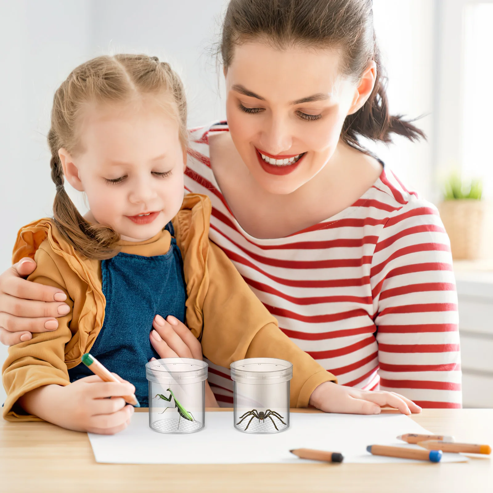 

6pcs Insect Observation Cup Transparent Bug Magnifier Container For Kids Biology Science Learning Educational With Measuring