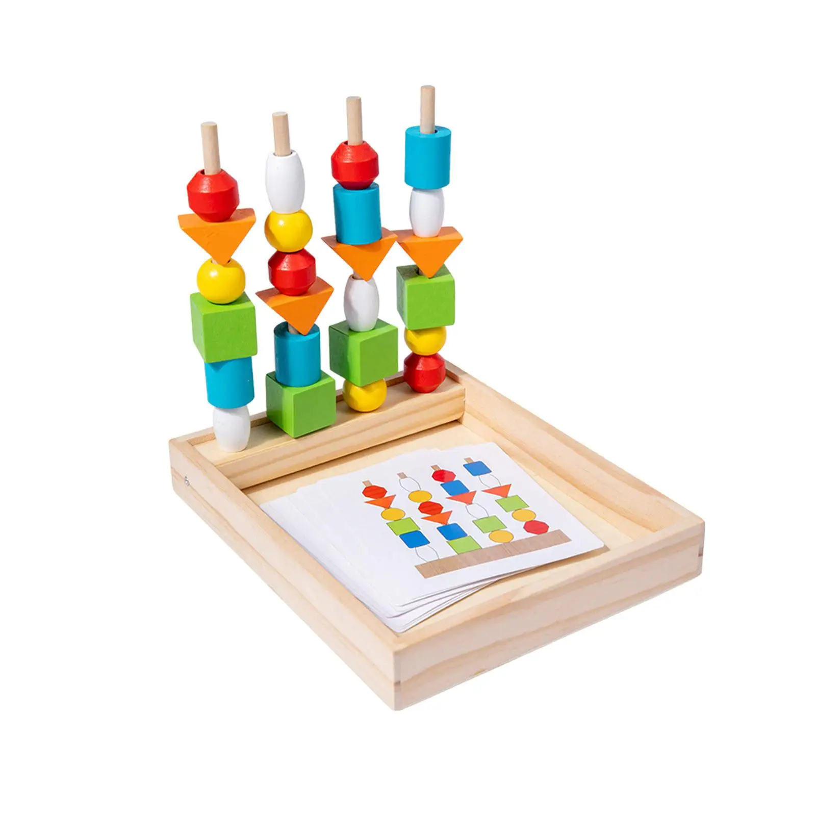 Montessori Houten Kralen Sequencing Speelgoed Zintuiglijk Speelgoed Vroeg Leren Kleur