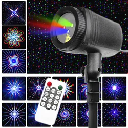 RGB 20/24 Patterns Christmas Laser Projector Outdoor Light Remote Garden Waterproof IP65 Holiday Xmas Outside Shower Lighting