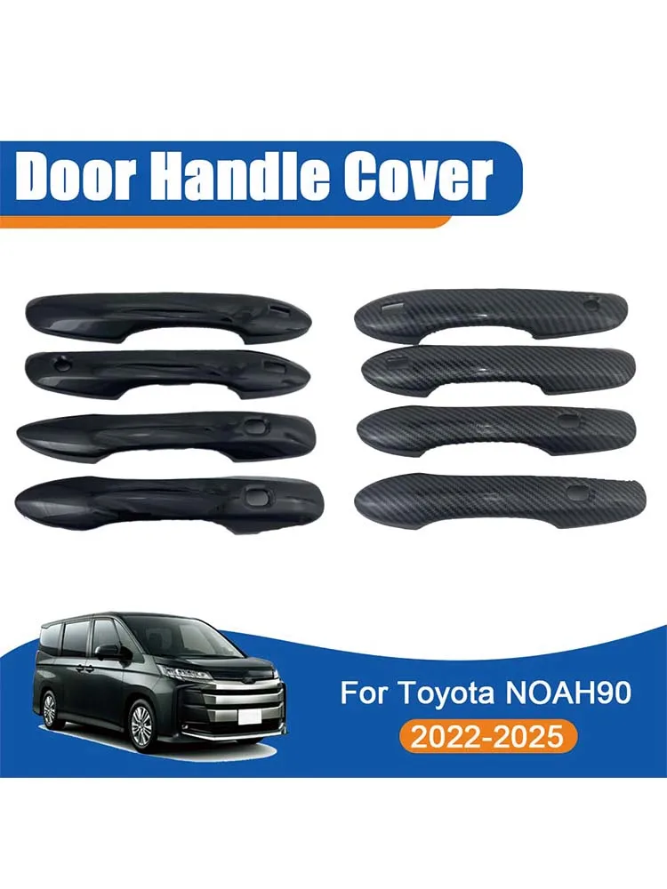 Car Decoration Door Handle Cover For Toyota NOAH 90 2022-2025 Glossy Black Carbon Fiber Car Upgrade Accessories Modify A Car