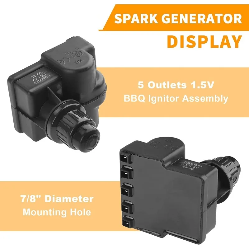 Universal Push Button Pulse Igniter 5 Outlet Spark Generator Gas Stove BBQ Grill Ignition Module Replacement Parts