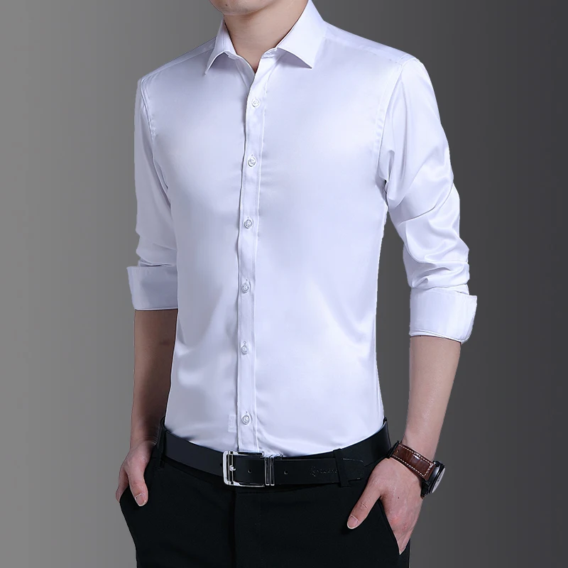 TRAF 2024 Four Seasons Men\'s New Fashion Fashion Solid Color Long Sleeve All Comfortable Slim Business Casual Shirt Shirt
