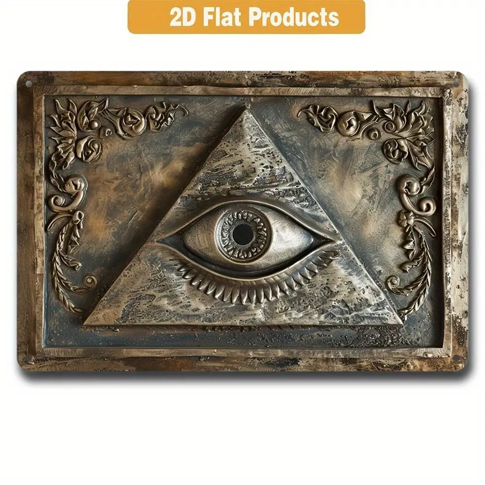 CIFBUY Metal Wall Poster, All-Seeing Eye Relief, Mystical Home Decor, 2D Flat, 20x30cm