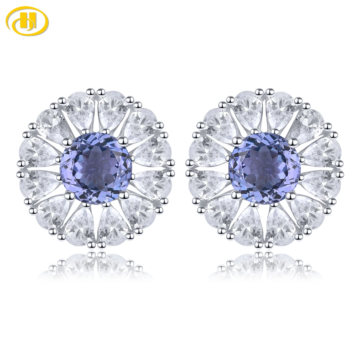 

Серьги-гвоздики из стерлингового серебра с натуральным танзанитом, 1 карат, натуральный драгоценный камень, классические ювелирные изделия, подарки с родиевым покрытием S925