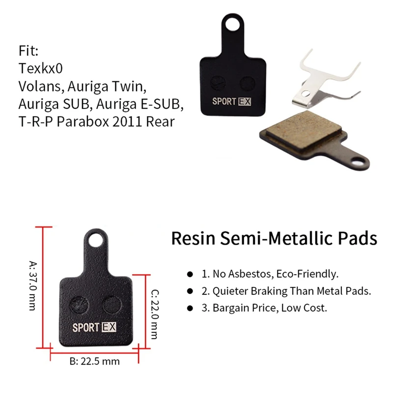 4 Pairs S20.11 Bicycle Disc Brake Pads For Txktr0 Volans,Auriga Twin,Auriga SUB,Auriga E-SUB,Parabox 2011 Rear Calipers