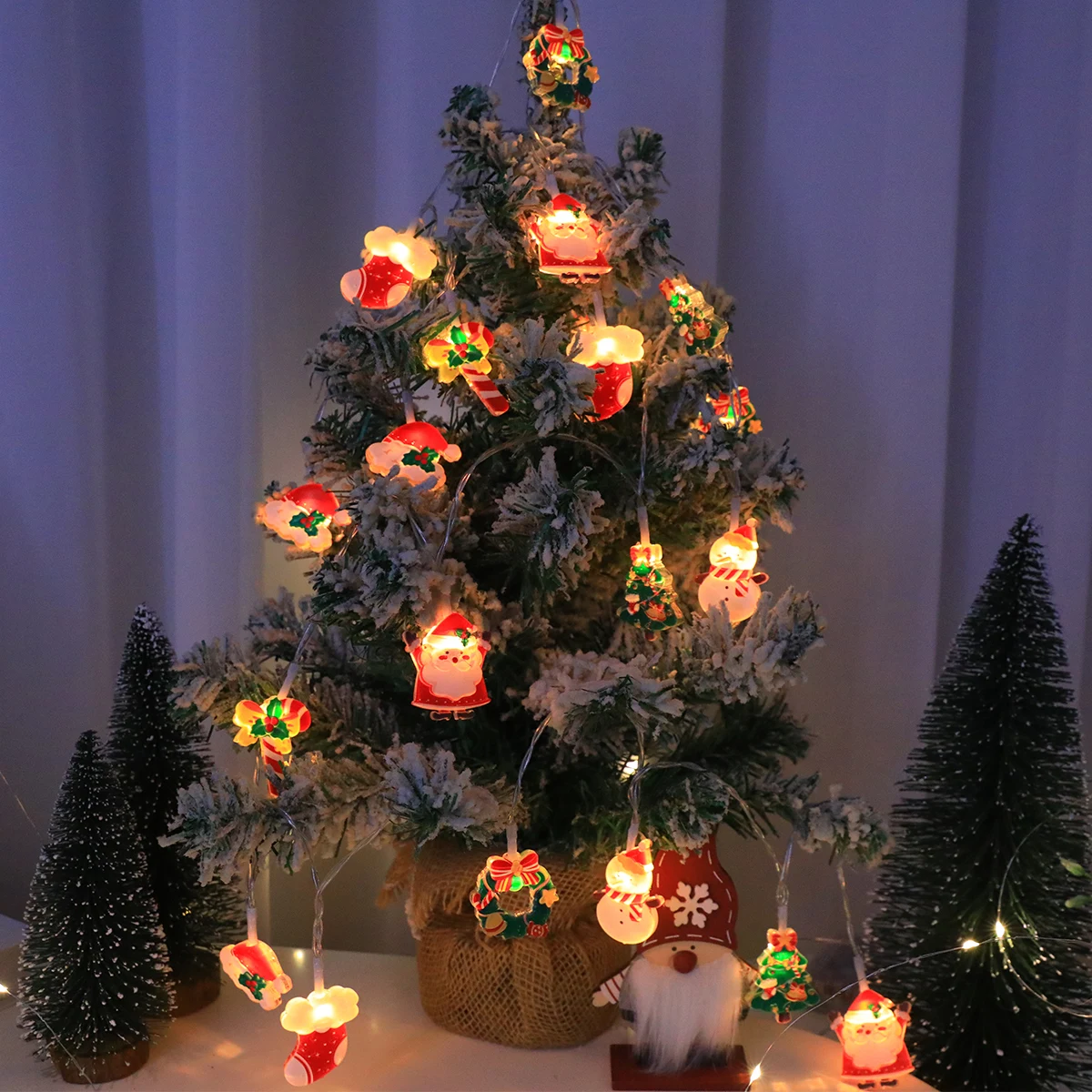  LED Christmas Fairy Lights - Battery-Powered , 10/20LED, Santa/Snowman/Candy Cane/Stocking/Snowflake Designs, for Xmas Party/In
