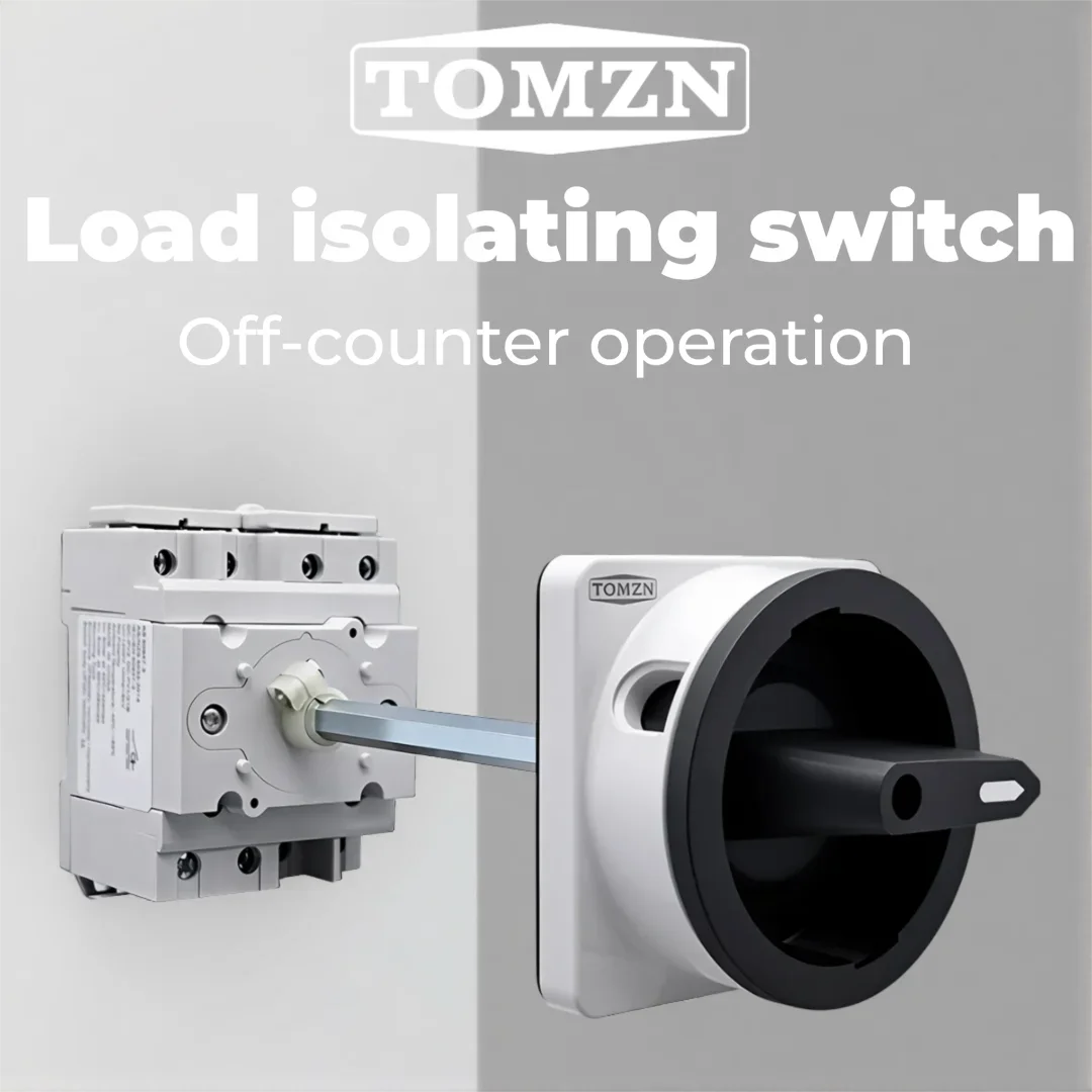 TOMZN 4P 1200V 32A DC Solar Rotary Isolator Switch External Handle Rotating Disconnector for Photovoltaic Distribution Box