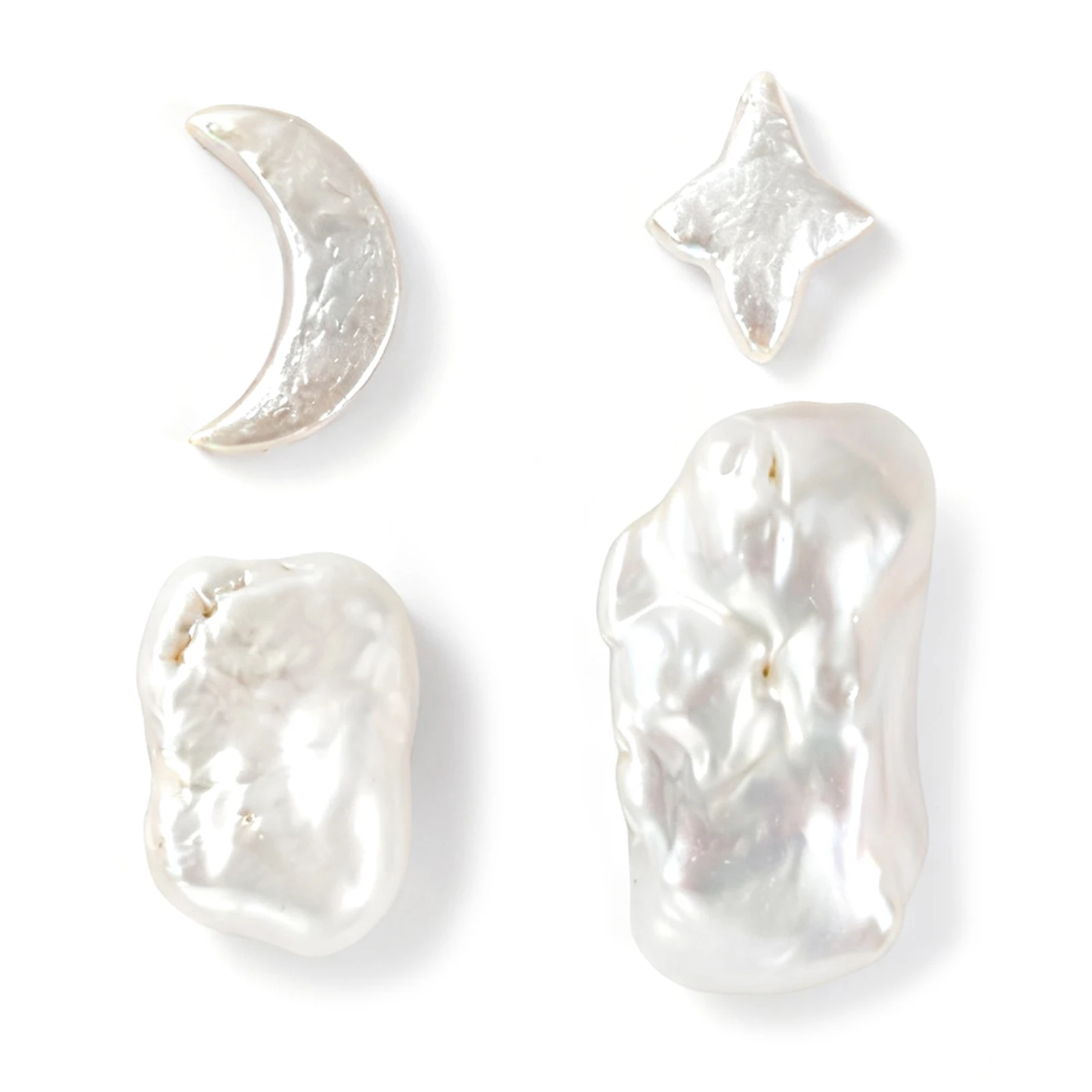 1pc Natural Pearl Baroque Beads Geometric Moon Star Drilled White Spacer Bead For DIY Jewelry Making Necklace Bracelet Findings