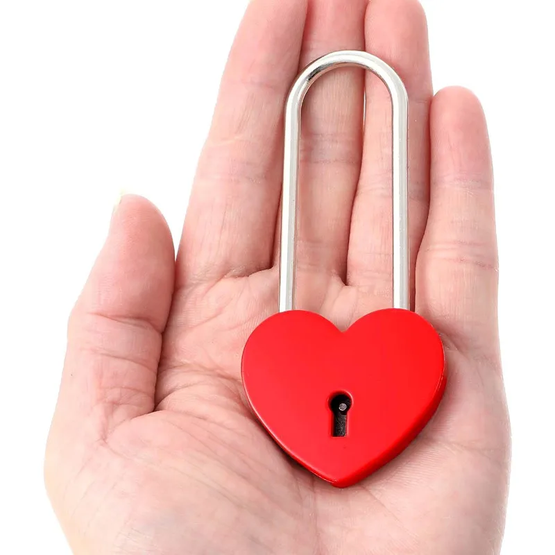Love Lock Heart Padlock Matte Red Wish Lock Love Padlock with Key for Bridge, Lovers, Wedding, Anniversary, Travel, Wish Tree