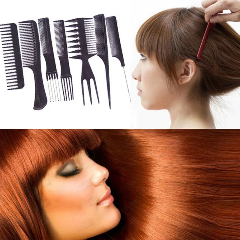 10Pcs Professional Combs Barber Comb Brushes Anti-static Hairbrush Hair Care Styling Tools Set