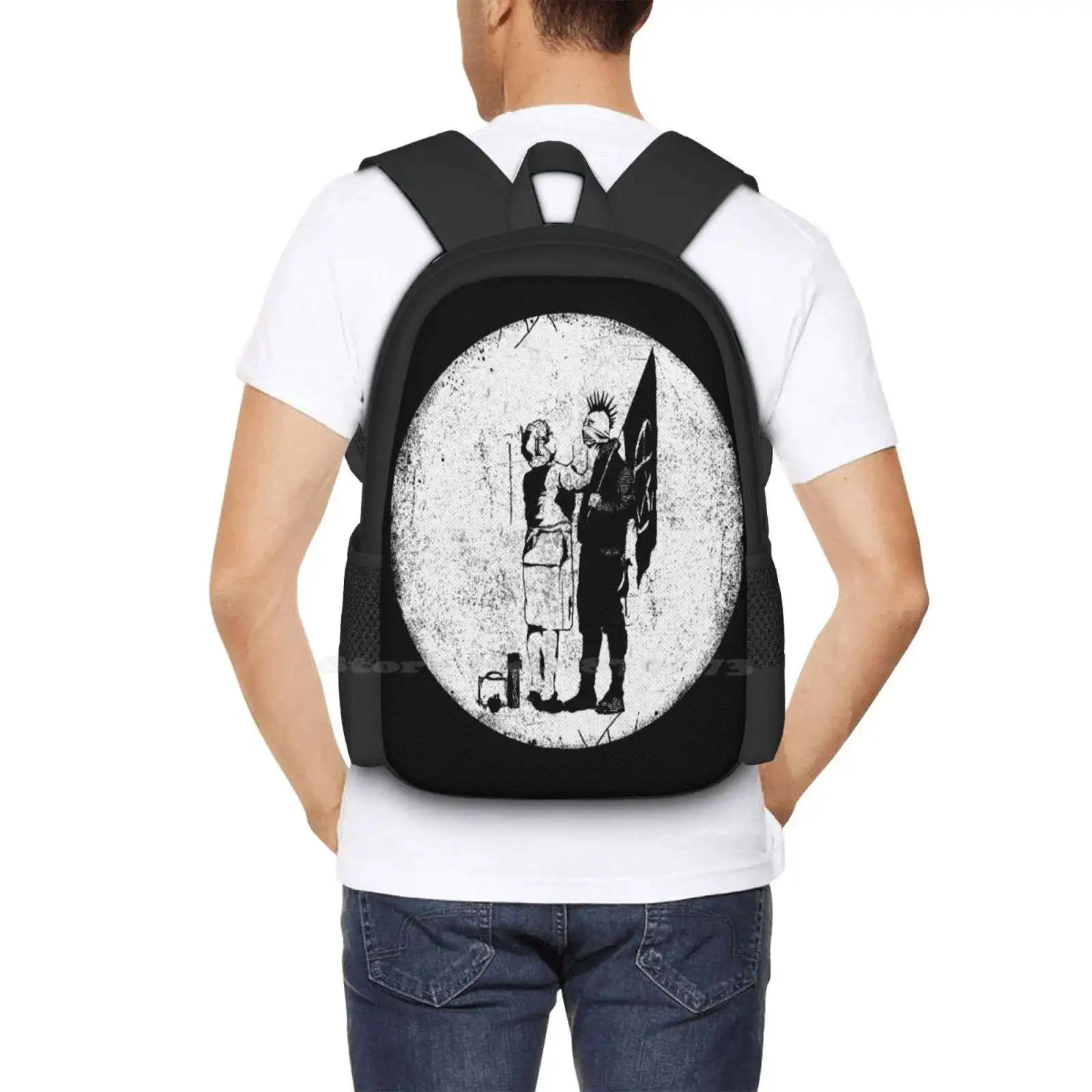 Banksy Anarchist En Moeder Schooltas Grote Capaciteit Rugzak Laptop Street Art Graffiti Banksy Grappig Cool Grafisch Verontrust