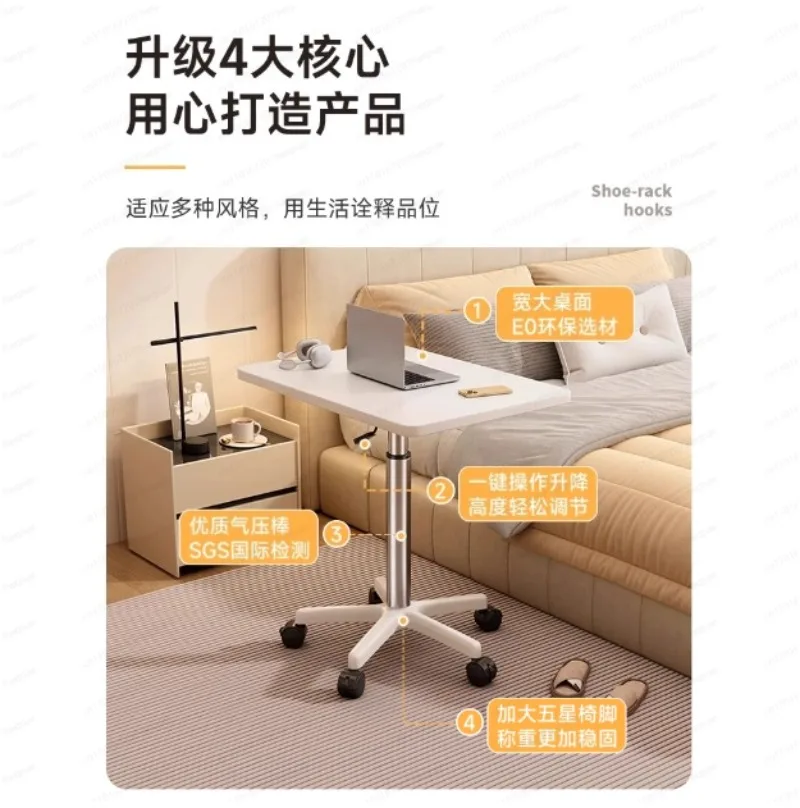 Movable lifting table with pulley Small bedside table Standing workbench Computer Office desk Podium