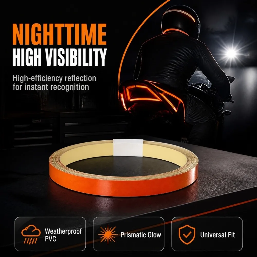 PVC Reflective Warning Tape Yellow/Orange/Blue/Red Universal Car Warning Decal Reflective Sticker Strip Vehicle Body Decoration