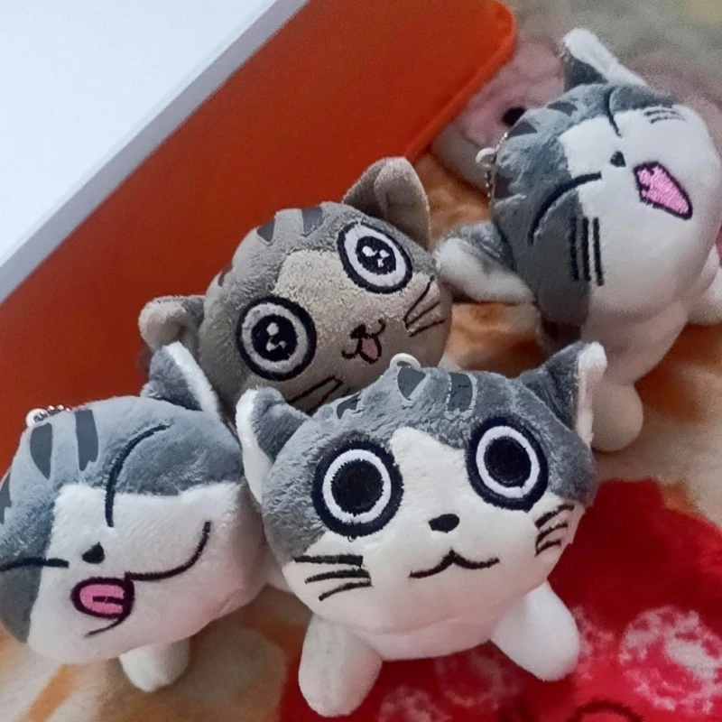 Kawaii Cute Mini Plush Cheese 10cm Cats Animal Stuffed Doll Keychain Instagram Style Bag Hanging Schoolbag Pendant  Gifts