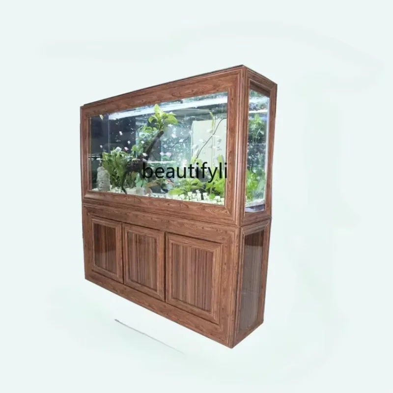 Chinese Fish Tank Large Living Room Aquarium Ecological Change Water Partition Screens Retro Domestic Fish Tank  H
