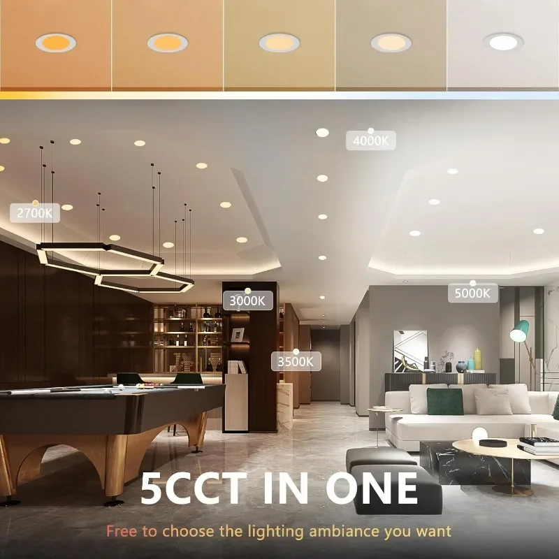 Dimmable & 5 Color Temperature Selectabl Lighting 32 Pack 6 Inch, Canless Ultra Thin Wafer Downlight with Junction Box