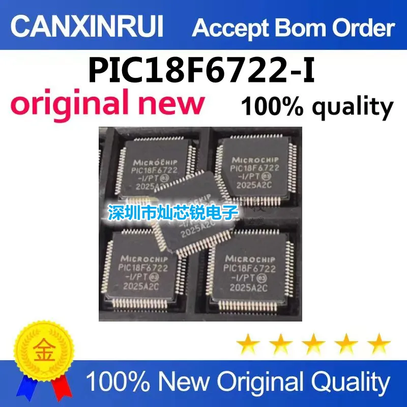 PIC18F6722-I/PT; QFP64 package; 8-bit microcontroller MCU; Genuine original; In stock