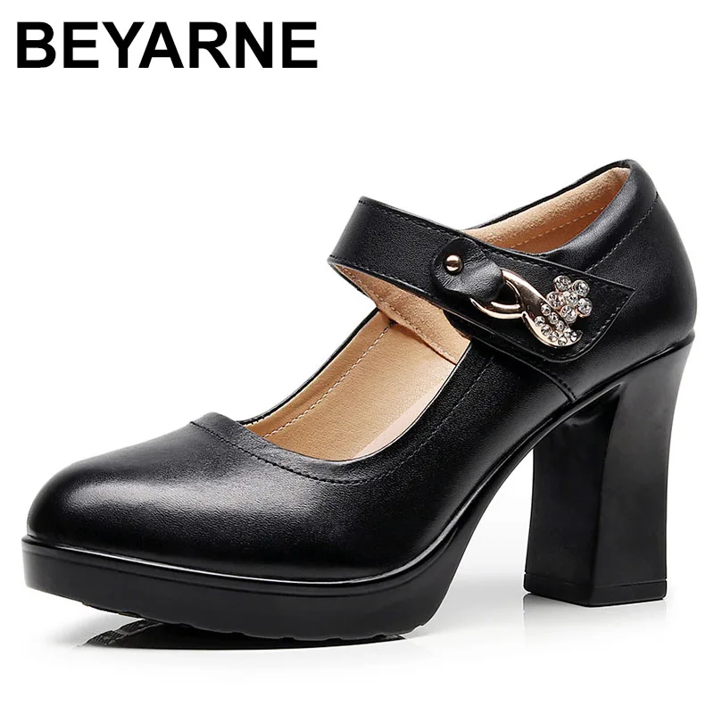 

Women's round Toe High Heels 8.5CM Thick Bottom Platform Shoes Waterproof Showbiz Magic Adhesive Heel Single Shoes Street Style