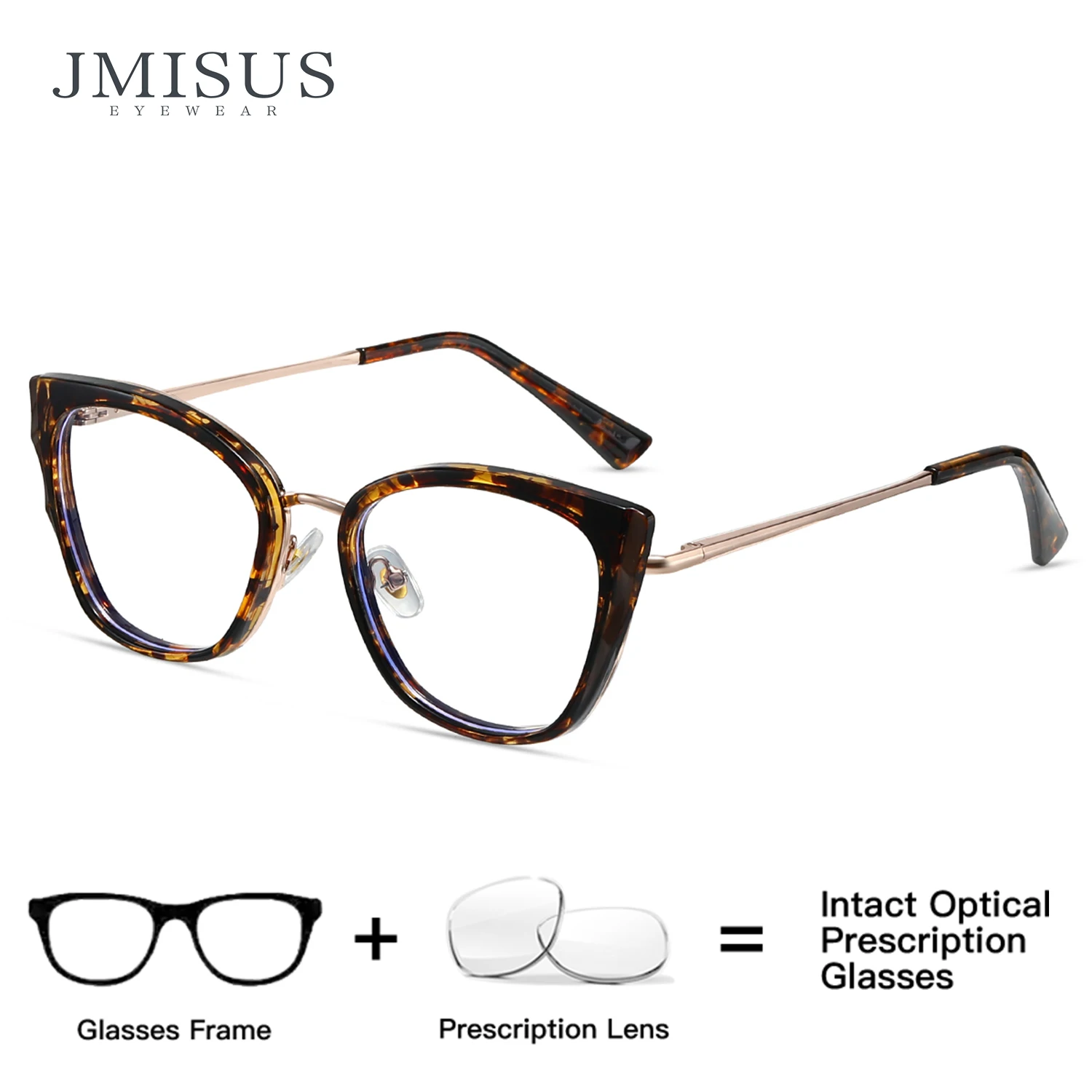 JMISUS Women Square Prescription Glasses Acetate Front Metal Arms Design Progressive Lenses Photochromic Optical Eyeglass