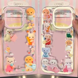 Clmj Vintage Bear Animals Cute Phone Case For iPhone 16 15 14 13 12 11 Mini Pro Max X XR XSMax 7 8 Plus Transparent Soft TPU
