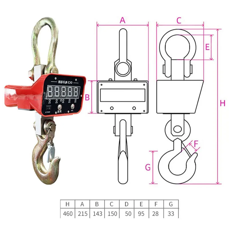 Wireless Hook Scale High Precision 1 Ton Cast Iron Thickened Industrial Weighing Scale