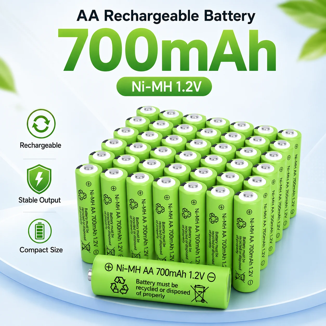 

Ni‑MH No.5 Battery AA 700mAh 1.2V Rechargeable Battery For Solar Lawn Lamp Craft Light Decorative Lights