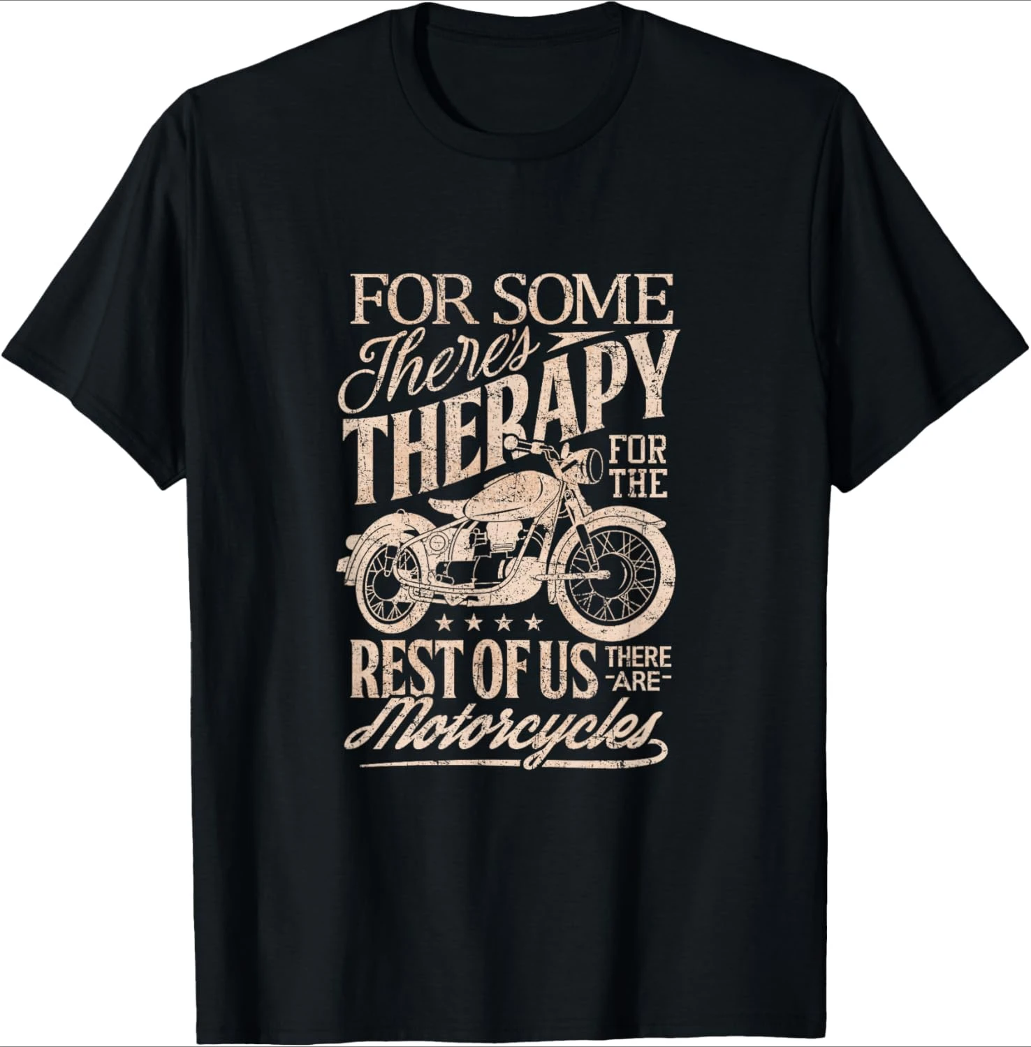

Retro Vintage Motorcycle rider therapy pattern design-100% cotton summer O-neck short sleeve casual printed men's T-shirt.