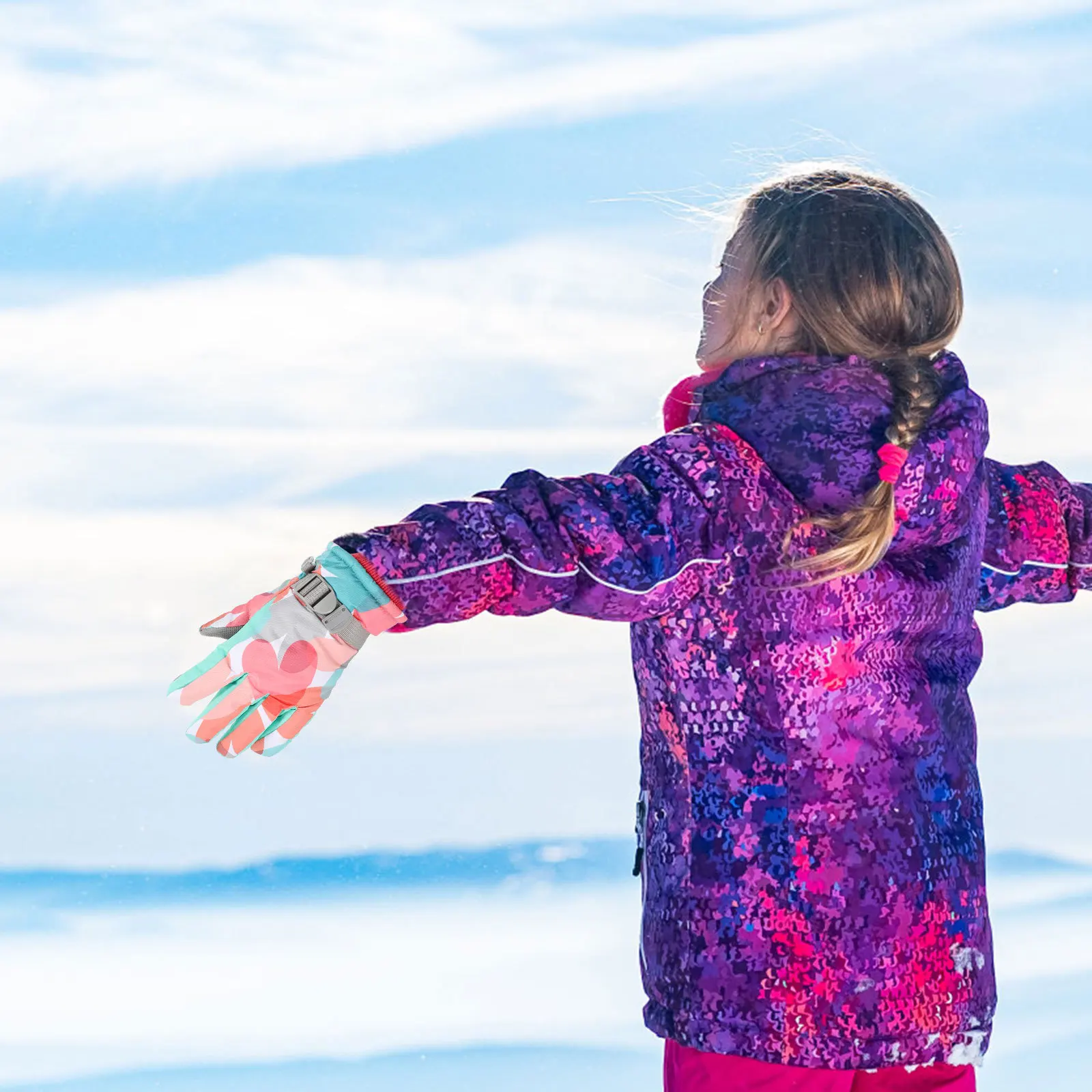 

1Pair Waterproof Cold-Proof Ski Gloves for Children Warm Windproof Breathable Winter Gloves Kids Outdoor Ski Mitten
