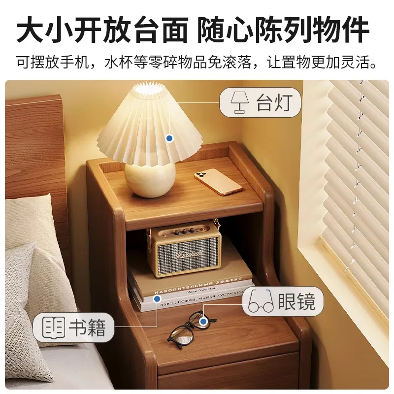 for Solid Wood Light Luxury High End Bedside Table New Chinese Ultra Narrow Bedside Storage Small Cabinet Mini Locker