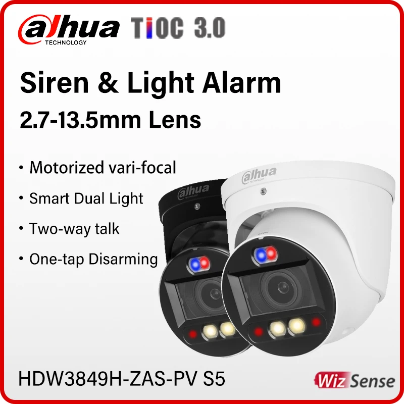 Dahua 8MP TiOC 3.0 Smart Active Deterrence Vari-focal Camera SMD 4.0 Two-way Talk Full Color Ai IP Camera HDW3849H-ZAS-PV S5 New