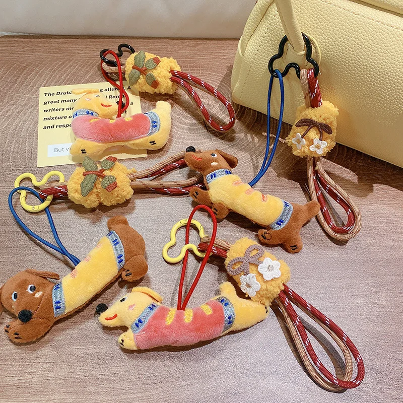 

Cute Dachshund Dog Pendant Keychain For Bag Pendant Funny Puppy Doll Keychain With Lanyard Keyring For Couple Gifts Wholesale