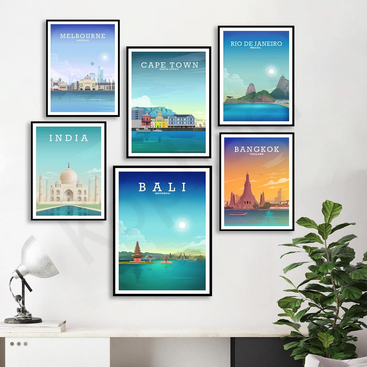 Maldives Bali Singapore Melbourne Cape Town India Rio de Janeiro Hong Kong Bangkok Seoul Phuket. City Travel Landscape Poster