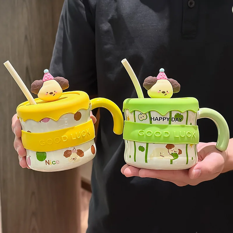 لطيف الكرتون جرو السيراميك القدح كوب امتصاص مضحك فناجين القهوة الأصلي أكواب شخصية هدية درينكوير كوب للشاي عيد الميلاد البيرة #1