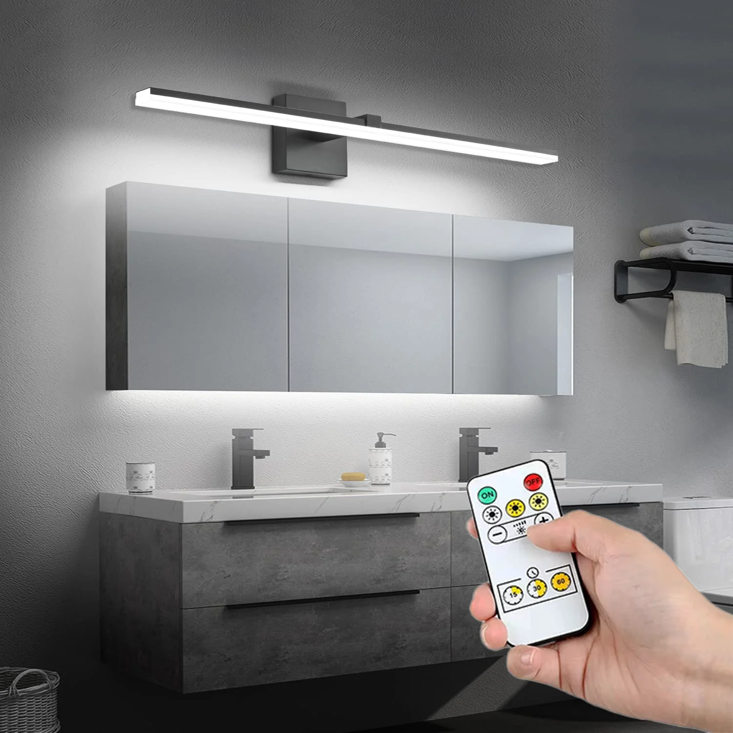 الحديثة وحدة إضاءة LED جداريّة مصباح للدراسة غرفة نوم شحن الجدار الخفيفة مع جهاز التحكم عن بعد مرآة حمام مصباح مرآة تركيبة إضاءة #3