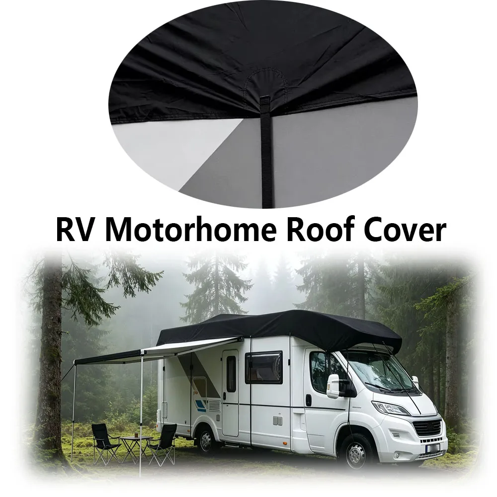 RV Motorhome Roof Cover Heavy Duty 210D Oxford Fabric Waterproof Sunproof UV Protection for 700cm-750cm Caravan