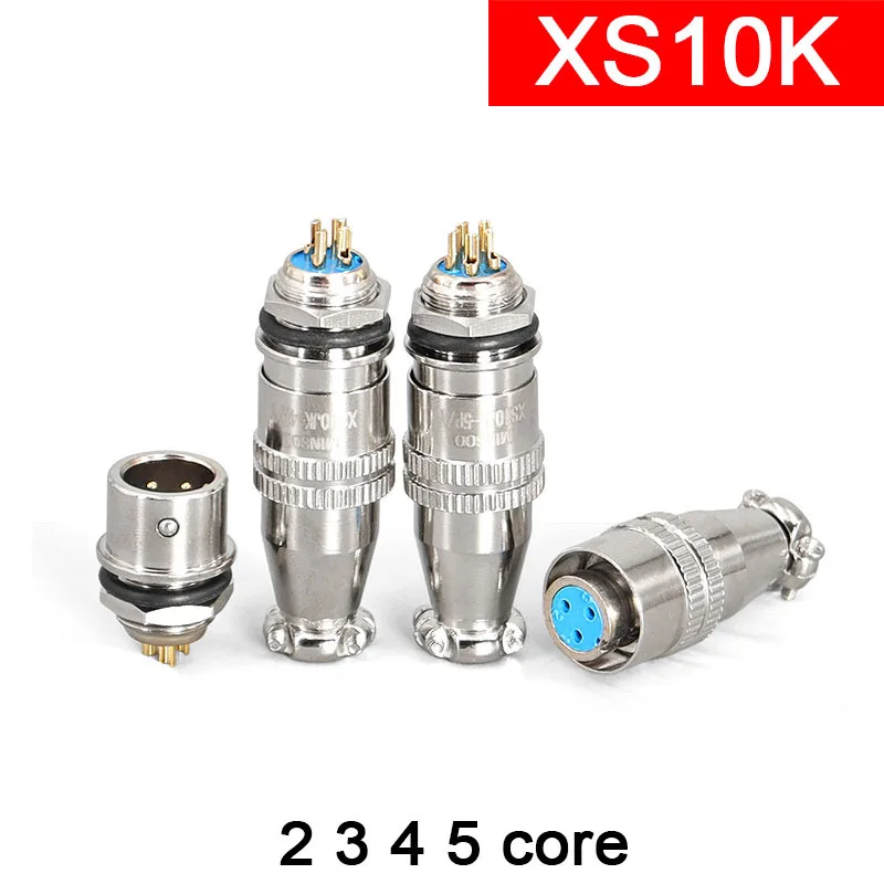 Gold-Plated Copper Core Aviation Plug XS10K4P-2 3 4 5 Hole Pin Connector 10mm Push-Pull 2P 3P 4P 5P 2core docking  Reverse socke