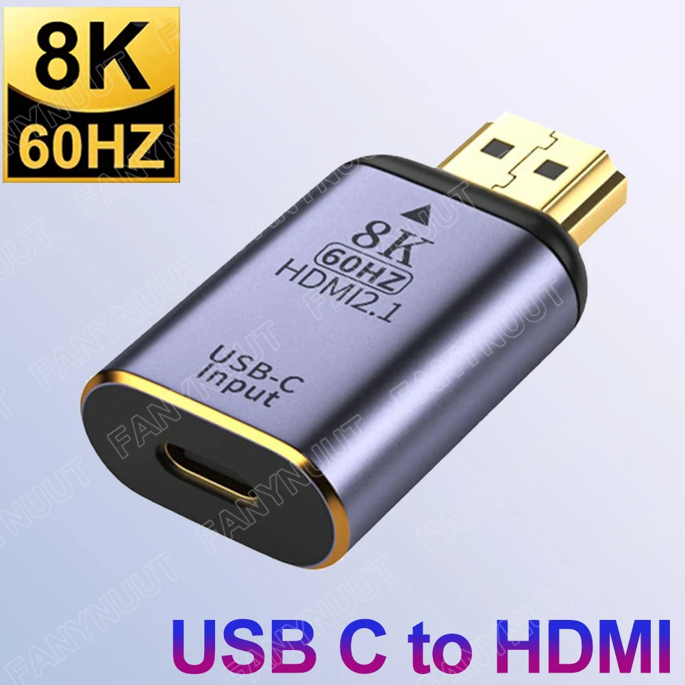 USB C to HDMI 2.1 Adapter 8K@60Hz USB-C Female to HDMI Male Thunderbolt 4 to HDMI for MacBook Pro MacBook Air UHD TV