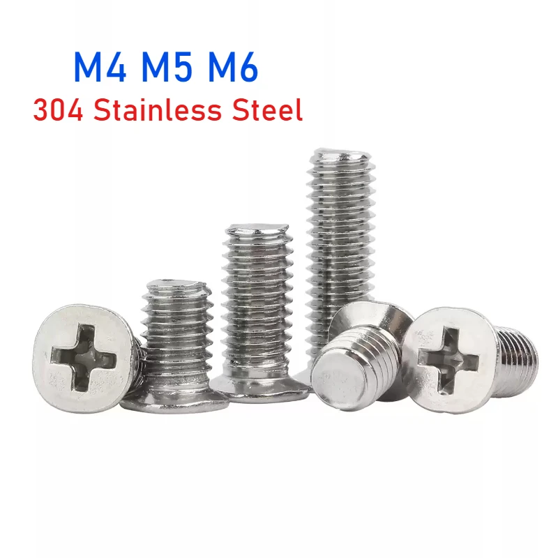 M4 M5 M6 304 Stainless Steel Small Head Cross Screws Cross Flat Countersunk Head Bolts Length 4mm~30 mm
